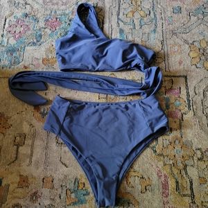 Shein 2 pc Bikini Blue wrap Swimsuit